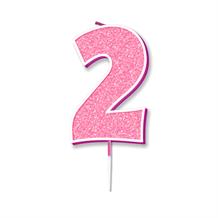 Pink Sparkle Number 2 Birthday Cake Candle | Decoration