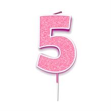 Pink Sparkle Number 5 Birthday Cake Candle | Decoration