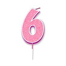 Pink Sparkle Number 6 Birthday Cake Candle | Decoration