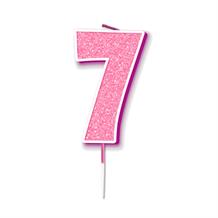 Pink Sparkle Number 7 Birthday Cake Candle | Decoration