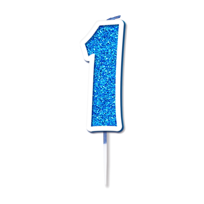 Blue Sparkle Number 1 Birthday Cake Candle | Decoration