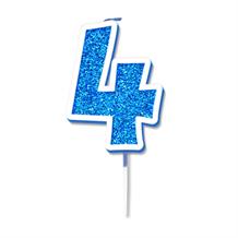 Blue Sparkle Number 4 Birthday Cake Candle | Decoration