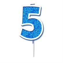 Blue Sparkle Number 5 Birthday Cake Candle | Decoration