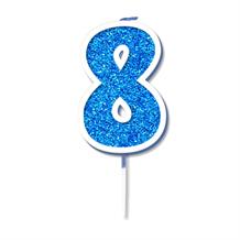 Blue Sparkle Number 8 Birthday Cake Candle | Decoration