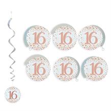 Rose Gold Sparkling 16th Birthday Party Hanging Swirl Decorations