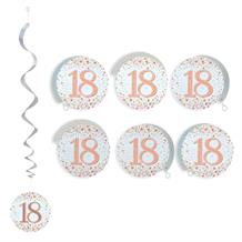 Rose Gold Sparkling 18th Birthday Party Hanging Swirl Decorations