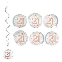 Rose Gold Sparkling 21st Birthday Party Hanging Swirl Decorations