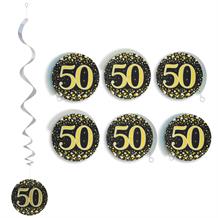 Black & Gold 50th Birthday Hanging Decorations | Party Save Smile