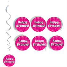 Pink Heart Happy Birthday Hanging Decorations | Party Save Smile