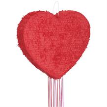 Red Heart Shaped Pull Pinata Party Game | Decoration