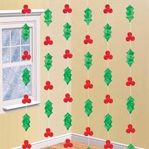 Holly and Berries Christmas Hanging String Party Decorations