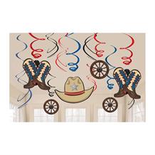 Cowboy Western Party Hanging Swirl Decorations