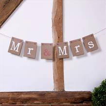Mr & Mrs Rustic Wedding Bunting for Chairs | Party Save Smile