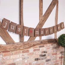 Rustic | Kraft | Heart Just Married Banner | Decoration