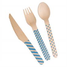Blue Wooden Cutlery Set | Knife Fork and Spoon