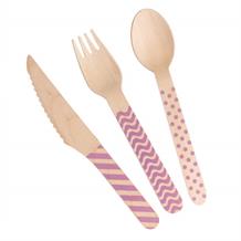 Purple Wooden Cutlery Set | Knife Fork and Spoon