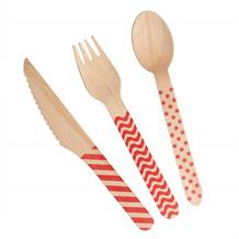 Red Wooden Cutlery Set | Knife Fork and Spoon