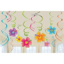 Hawaiian Flowers Party Hanging Swirl Decorations
