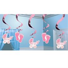 Baby Girl Baby Shower Party Hanging Swirl Decorations