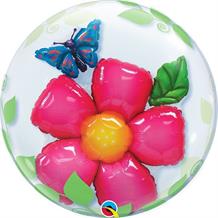 Flower | Butterfly Qualatex Double Bubble Party Balloon