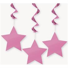 Hot Pink Stars Party Hanging Swirls