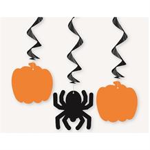 Pumpkin and Spider Party Hanging Swirl Decorations