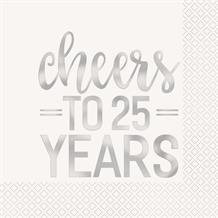 Cheers to 25th Anniversary Napkins | Party Save Smile