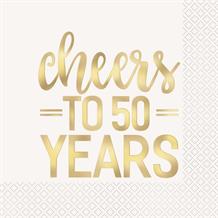 Cheers to 50 Years Golden Wedding Anniversary Serviettes