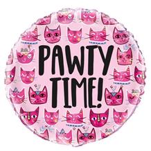 Cat Pink Pawty Time 18" Foil | Helium Balloon