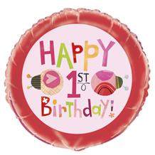 Ladybird | Ladybug Happy 1st Birthday 18" Foil | Helium Balloon