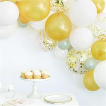 Gold and White Confetti Balloon Garland | Arch Kit
