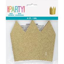 Mini Crowns | Gold Glitter Paper Party Favour Hats