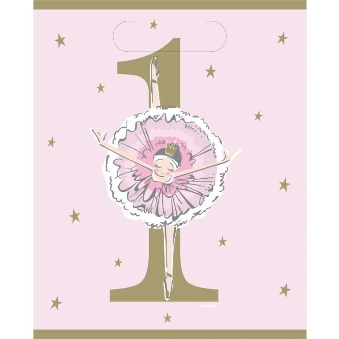 Pink and Gold Ballerina | Ballet 1st Birthday Party Favour Loot Bags
