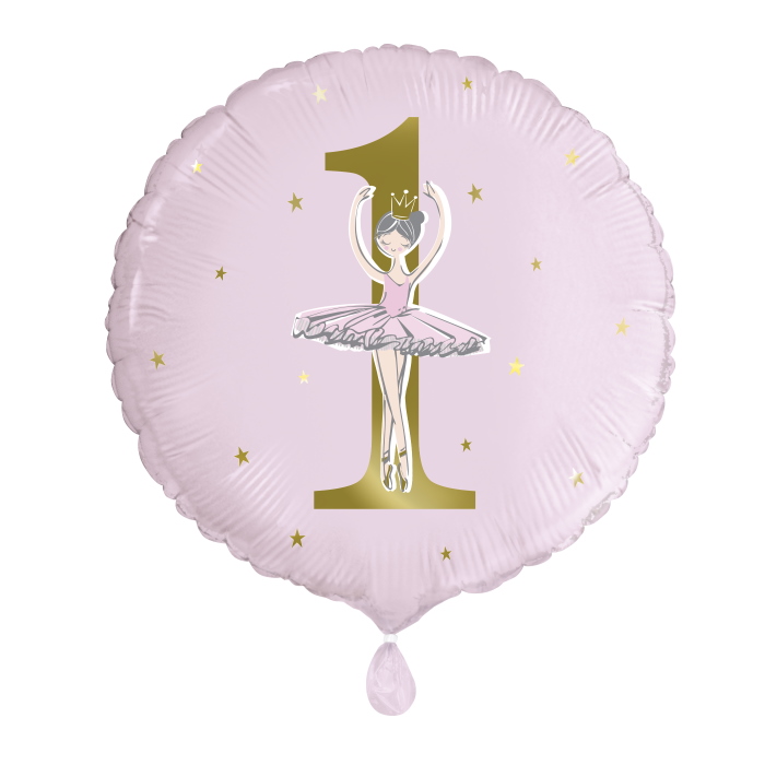 Pink and Gold Ballerina | Ballet 1st Birthday 18" Foil | Helium Balloon