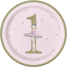 Pink and Gold 1st Birthday Ballerina Plates | Party Save Smile