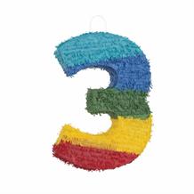 Number 3 Pinata Colourful Stripes | Party Save Smile - Buy Now