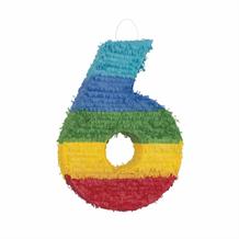 Number 6 Pinata Colourful Stripes | Party Save Smile