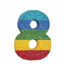 Number 8 Pinata Colourful Stripes | Party Save Smile - Buy Now