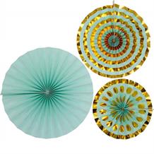 Mint Green | Marble Party Hanging Paper Fans | Decorations