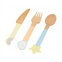 Rainbow | Cloud | Star Wooden Cutlery Set | Knife Fork and Spoon