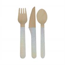 Iridescent Wooden Cutlery Set | Knife Fork and Spoon