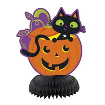 Cat and Pumpkin | Halloween Party Mini Honeycomb Table Centrepiece | Decoration