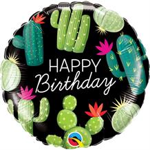 Cactus Happy Birthday (Black) 18" Foil | Helium Balloon