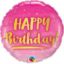 Happy Birthday Pink and Gold 18" Foil | Helium Balloon