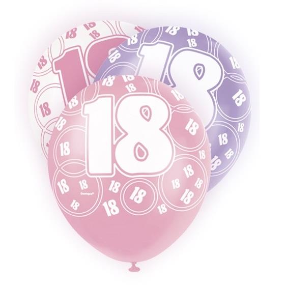 Pink Glitz 18th Birthday Party Latex Balloons-Balloons