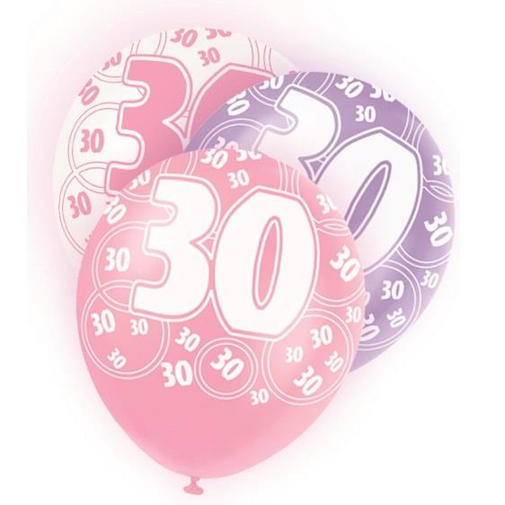 Pink Glitz 30th Birthday Party Latex Balloons-Balloons