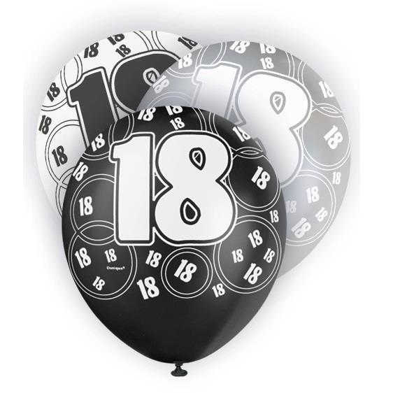 Black Glitz 18th Birthday Party Latex Balloons