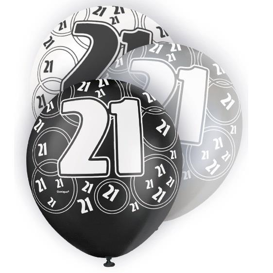 Black Glitz 21st Birthday Party Latex Balloons