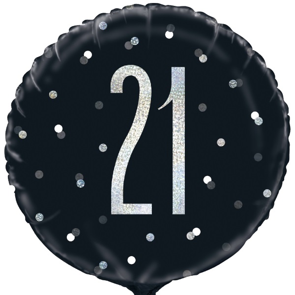 Black & Silver 21st Birthday Balloons (Foil) | Party Save Smile