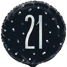 Black and Silver Holographic 21st Birthday 18" Foil | Helium Balloon